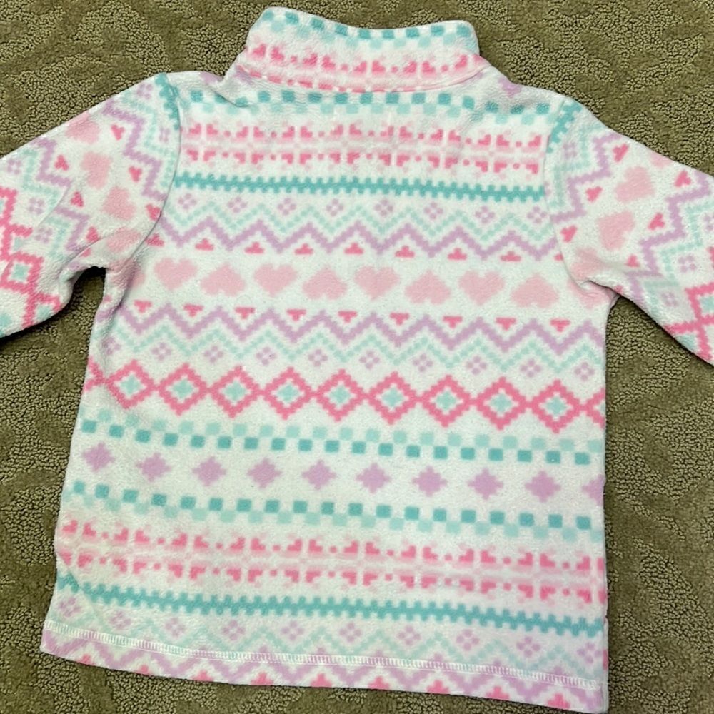 Children Place Girl 10/12 Purple Aqua Pink Heart Pattern Fleece w Pockets - Picture 7 of 11